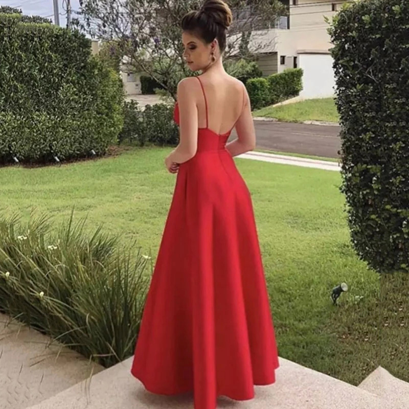 Long Prom Dresses Red Satin V Neck Vestido De Noiva Seraia Evening Gowns A Line Formal Party, Black
Long Prom Dresses Red Satin V Neck Vestido De Noiva Seraia Evening Gowns A Line Formal Party, Black