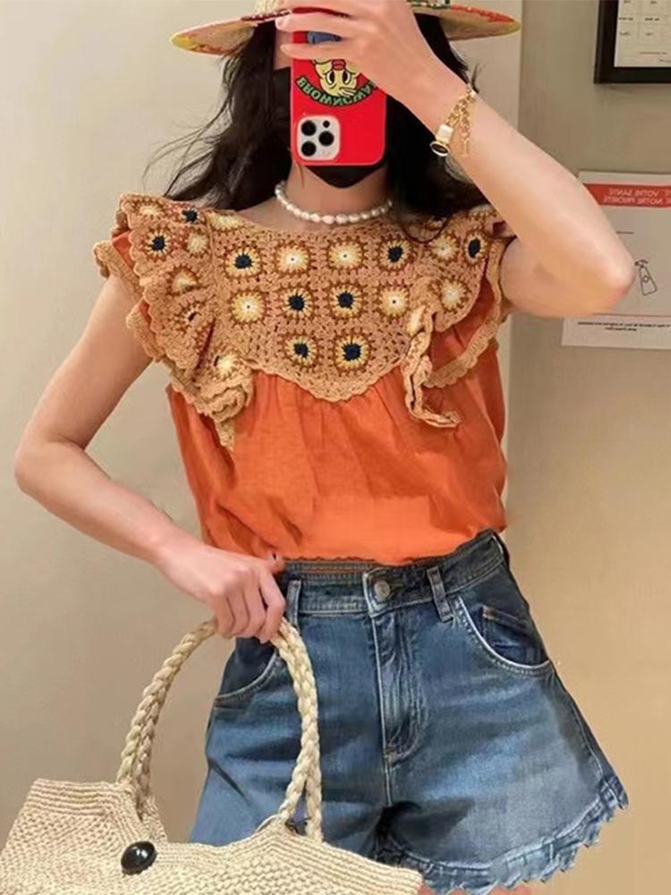Women' Blouses & Shirts Women Blouse Summer O-Neck Floral Embroidery Flying Sleeve Loose High Street Chic Stunning Fashion Design Casual St, As pic
Women' Blouses & Shirts Women Blouse Summer O-Neck Floral Embroidery Flying Sleeve Loose High Street Chic Stunning Fashion Design Casual St, As pic