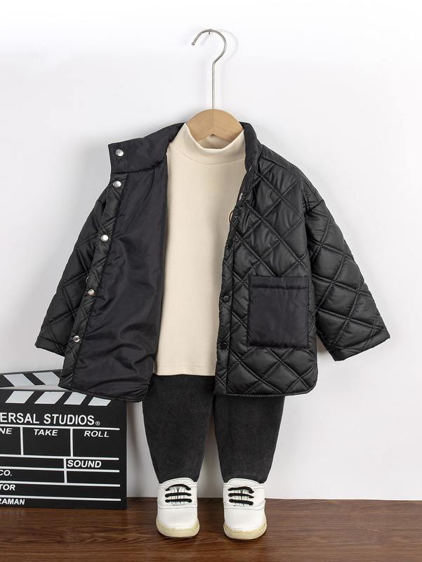 Toddler Boys 1pc Dual Pocket Drop Shoulder Quilted Coat SHE