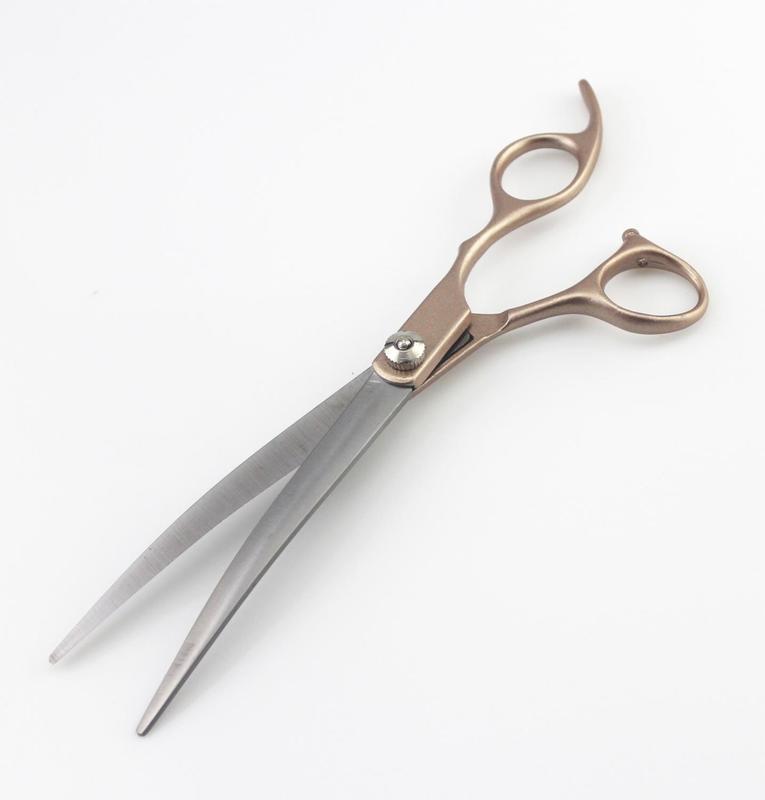 4PCS 7inch Gold Handle Scissors Professional Dog Grooming Hairdressing Shear Set Curved kit pet groomer tools 220317