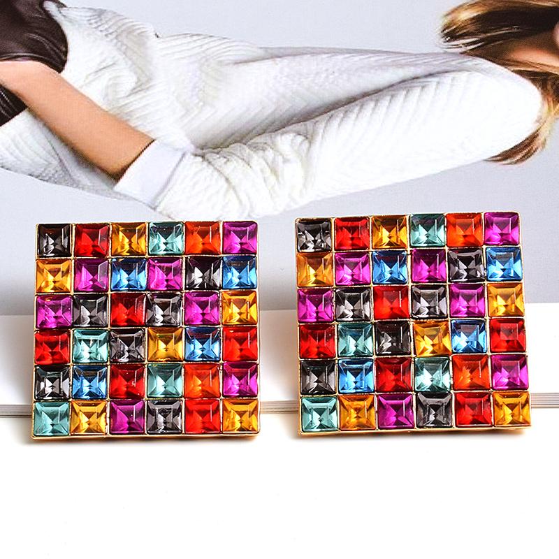 Dangle & Chandelier Wholesale Square Metal Studded Full Colorful Crystals Drop Earrings Fine Pendientes Jewelry Accessories For Women Christ
Dangle & Chandelier Wholesale Square Metal Studded Full Colorful Crystals Drop Earrings Fine Pendientes Jewelry Accessories For Women Christ