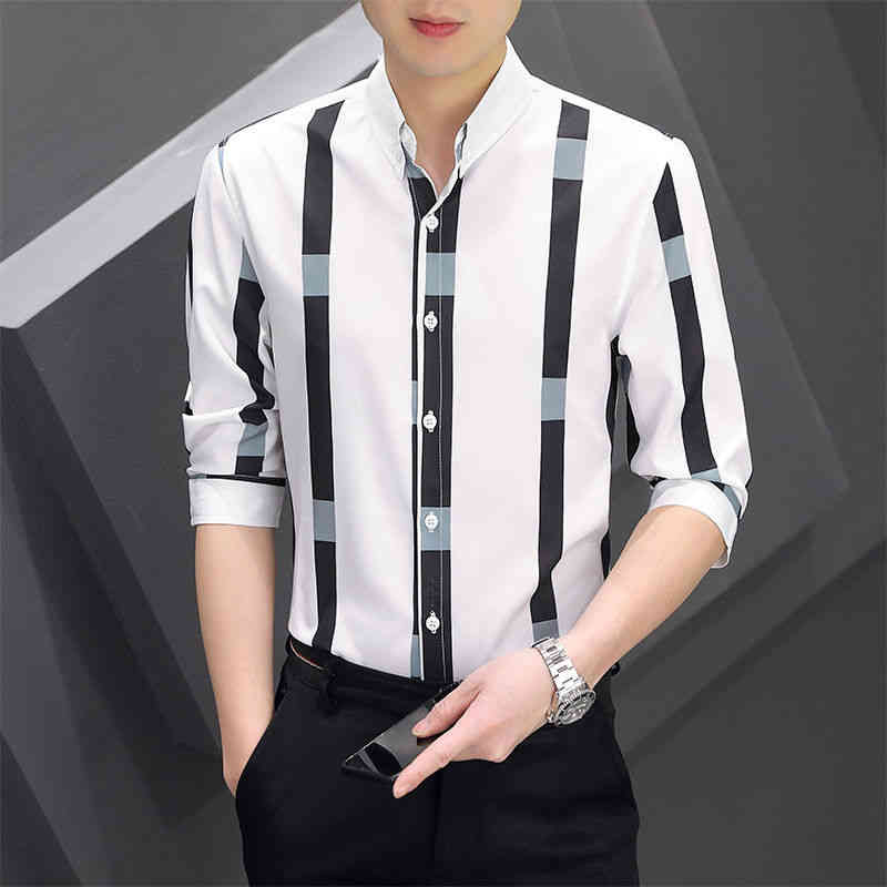 2022 Designer summer new ice stripe seven-point sleeve shirt Men's easy ironing middle sleeve shirt men's Korean handsome slim shirt, 603 high-grade ice silk fabrics
2022 Designer summer new ice stripe seven-point sleeve shirt Men's easy ironing middle sleeve shirt men's Korean handsome slim shirt, 603 high-grade ice silk fabrics