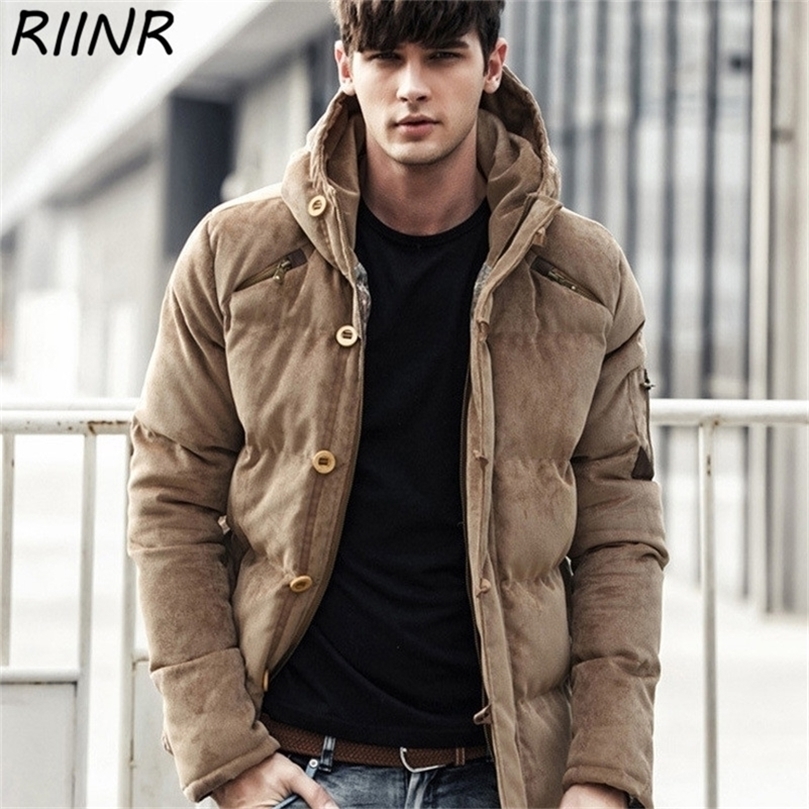 Riinr Men Thicken Jacket Warm Winter Windproof Jackets Coat Casual Fashion Warm Clothing Parka Hooded Outwear Jacket 201128