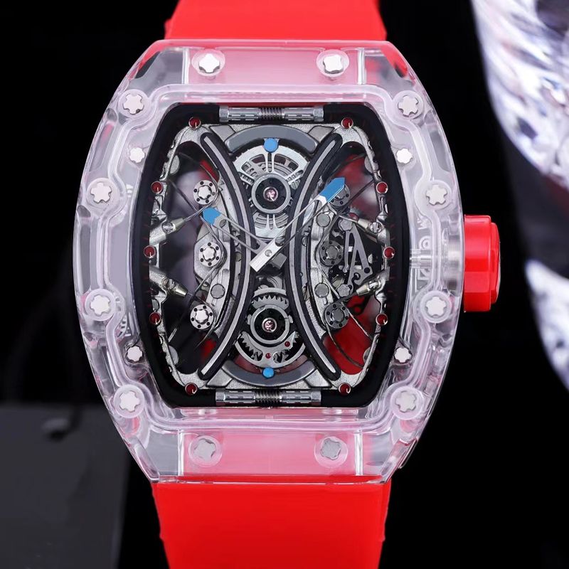 2022 New Version Skeleton watches Red rubber strap transparent case mens automatic ETA movement watch sapphire Top quality all function works, 01 with box
2022 New Version Skeleton watches Red rubber strap transparent case mens automatic ETA movement watch sapphire Top quality all function works, 01 with box