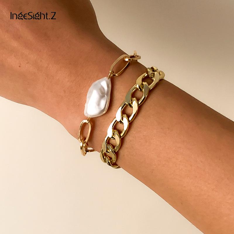 Charm Bracelets IngeSight.Z 2Pcs/Set Bohemian Imitation Pearl Baroque Bangles Thick Miami Curb Aluminium Wrist Chain JewelryCharm
Charm Bracelets IngeSight.Z 2Pcs/Set Bohemian Imitation Pearl Baroque Bangles Thick Miami Curb Aluminium Wrist Chain JewelryCharm