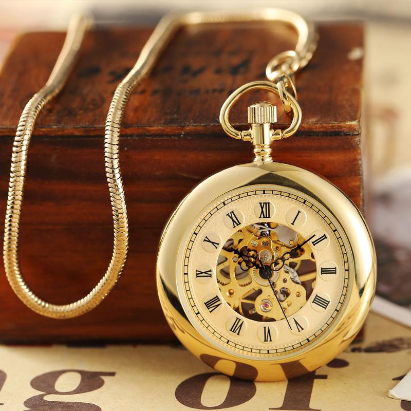 Pocket Watches Luxury Golden Smooth Mechanical Watch Roman Numerals Hand Winding Stainless Steel Fob Clock Chain Pendant, Slivery;golden
Pocket Watches Luxury Golden Smooth Mechanical Watch Roman Numerals Hand Winding Stainless Steel Fob Clock Chain Pendant, Slivery;golden