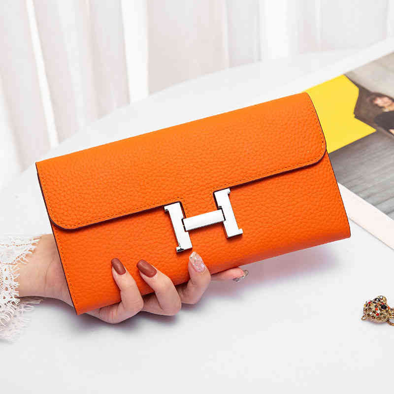 Designer Herme Handbags 2022 leather wallet women's long style Korean version simple student ins real net red h, Orange
Designer Herme Handbags 2022 leather wallet women's long style Korean version simple student ins real net red h, Orange