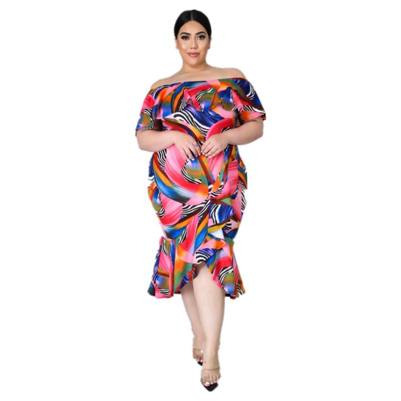 Plus Size Dresses Summer European And American Style Slash Neck Full MM Short Sleeve Ruffle Printed Dress For WomenPlus, Color
Plus Size Dresses Summer European And American Style Slash Neck Full MM Short Sleeve Ruffle Printed Dress For WomenPlus, Color