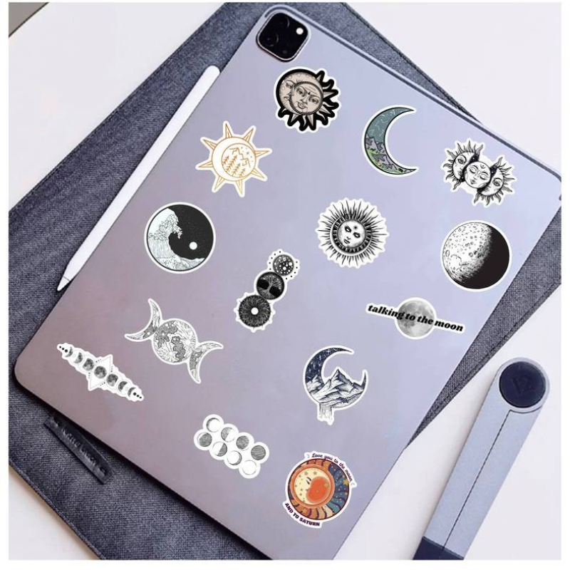 50Pcs/Lot Retro Greek mythology Triple Moon Goddess Stickers Sun Moon Graffiti Sticker for DIY Luggage Laptop Skateboard Motorcycle Bicycle Decals