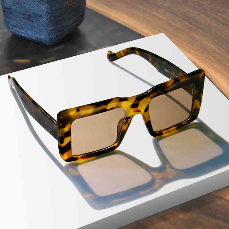 2022 Newest Big Square Frame Sun Glasses Leopard Oversized Women Shades Sunglasses