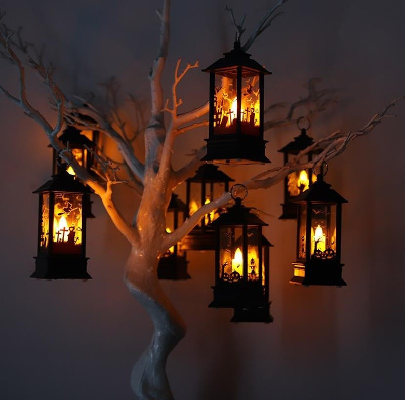 Halloween Decorations Led Candles Tea Light Pumpkin Ghost Hanging LED Lantern Lamp Horror Props Party Home Bar Decor 220816