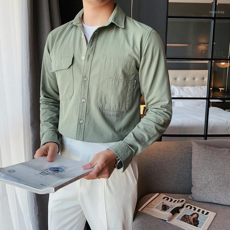 Men's Casual Shirts 2022 Solid Color Korean Fashion Shirt Autumn Long Sleeve Loose Street Tops Social Party Camisas Masculina, Green
Men's Casual Shirts 2022 Solid Color Korean Fashion Shirt Autumn Long Sleeve Loose Street Tops Social Party Camisas Masculina, Green