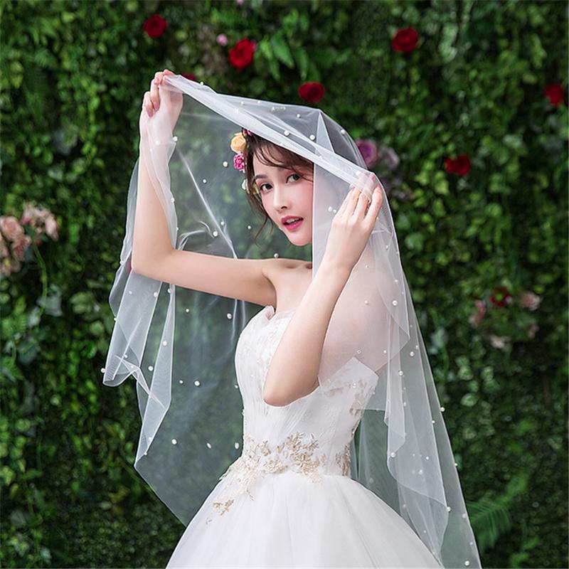 Bridal Veils Short Wedding Veil Face-Covered Blusher With Pearls One Layer Tulle Square Velo De Novia No CombBridal, White
Bridal Veils Short Wedding Veil Face-Covered Blusher With Pearls One Layer Tulle Square Velo De Novia No CombBridal, White