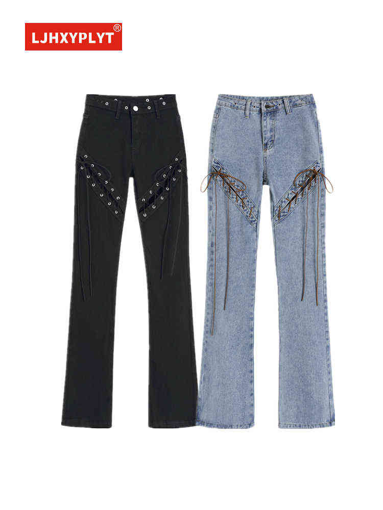Lace-up Cutout Blue Jeans Women' Summer Retro Hong Kong Style Slim Straight-leg Pants Female Micro Flared Denim Black Trousers T220728
Lace-up Cutout Blue Jeans Women' Summer Retro Hong Kong Style Slim Straight-leg Pants Female Micro Flared Denim Black Trousers T220728