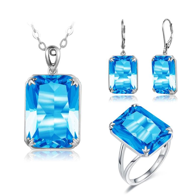 Bracelet Earrings & Necklace Women Jewellery Set Real Sterling Silver 925 Pendant Ring Sets Wedding Vintage Blue Topa Gemstone Retangle Fine, As pic
Bracelet Earrings & Necklace Women Jewellery Set Real Sterling Silver 925 Pendant Ring Sets Wedding Vintage Blue Topa Gemstone Retangle Fine, As pic