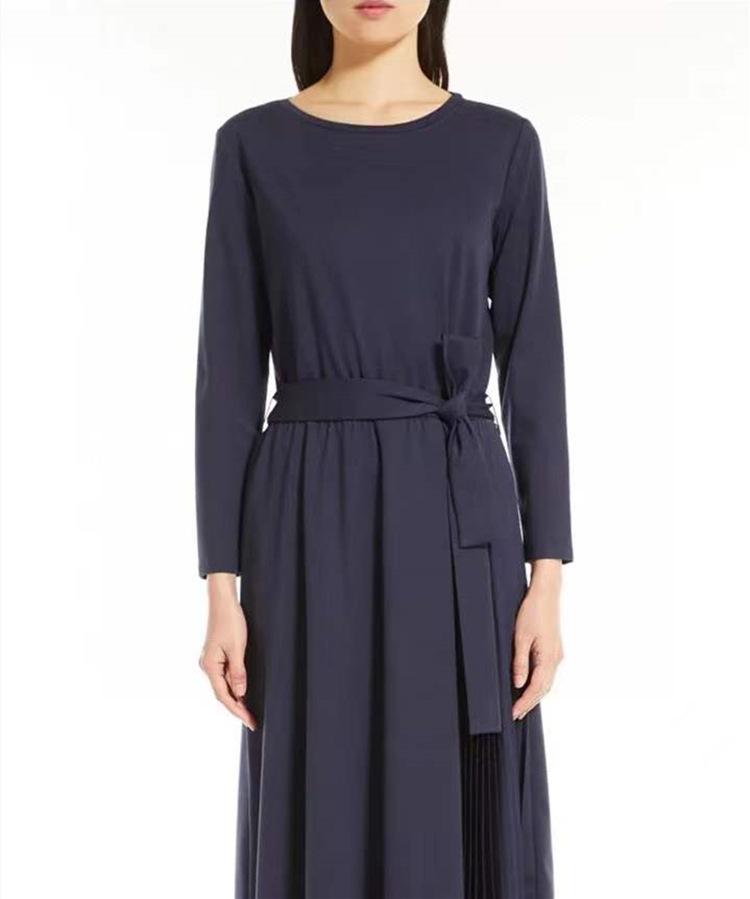 Casual Dresses Long-Sleeved Dress Women's Fashion Round Neck Tie Waist Knitted Satin Stitching 2022 Spring Summer, Navy blue
Casual Dresses Long-Sleeved Dress Women's Fashion Round Neck Tie Waist Knitted Satin Stitching 2022 Spring Summer, Navy blue
