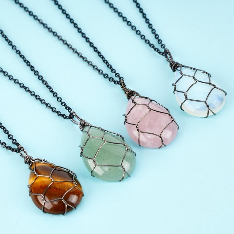 Pendant Necklaces Water Drop Pendants Necklace Wire Wrap Chakra Rose Quartz Tiger's Eye Stone Women Men Reiki JewelryPendant
Pendant Necklaces Water Drop Pendants Necklace Wire Wrap Chakra Rose Quartz Tiger's Eye Stone Women Men Reiki JewelryPendant