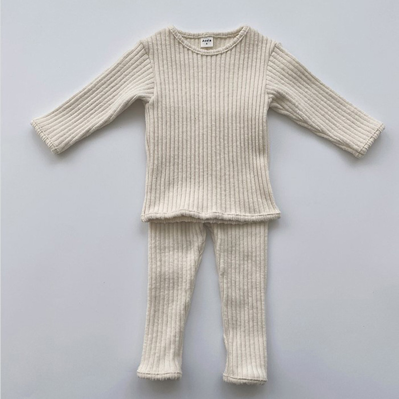 Autumn Winter Baby Boys And Girls Clothes Set Ribbed Sweater Bottom Shirts Pants Suit Children's Clothing 2 Piece 220507