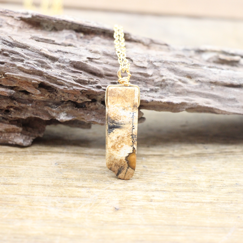 Gold Chains Raw Stone Silce Slab Pendants necklaces Healing Reiki Crystal Amazonite Amethysts Quartz Lapis Gems Necklace Jewelry
