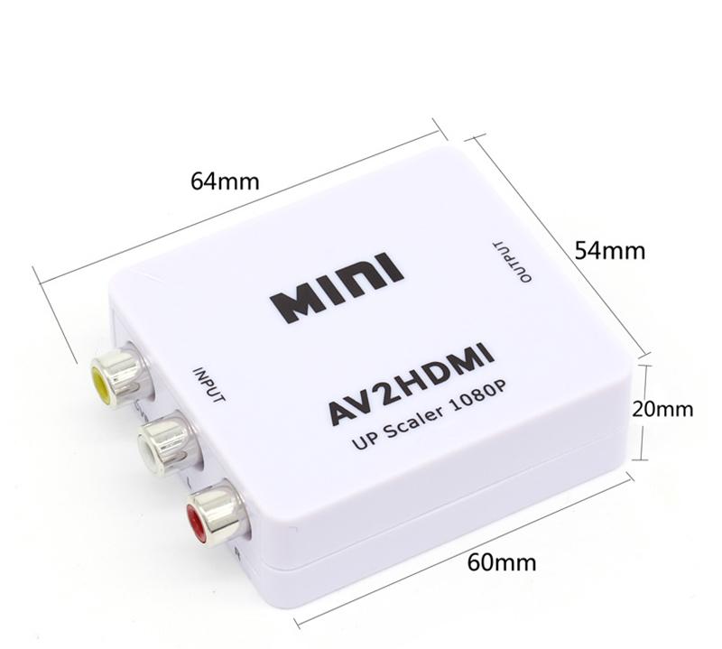 RCA2HDMI 1080P HDTV Video Scaler Adapter HDMI2RCA mini Connectors Converter box CVBS L/R RCA TO HDMI For Xbox 360 PS3 PC360 Support NTSC PAL With reta
