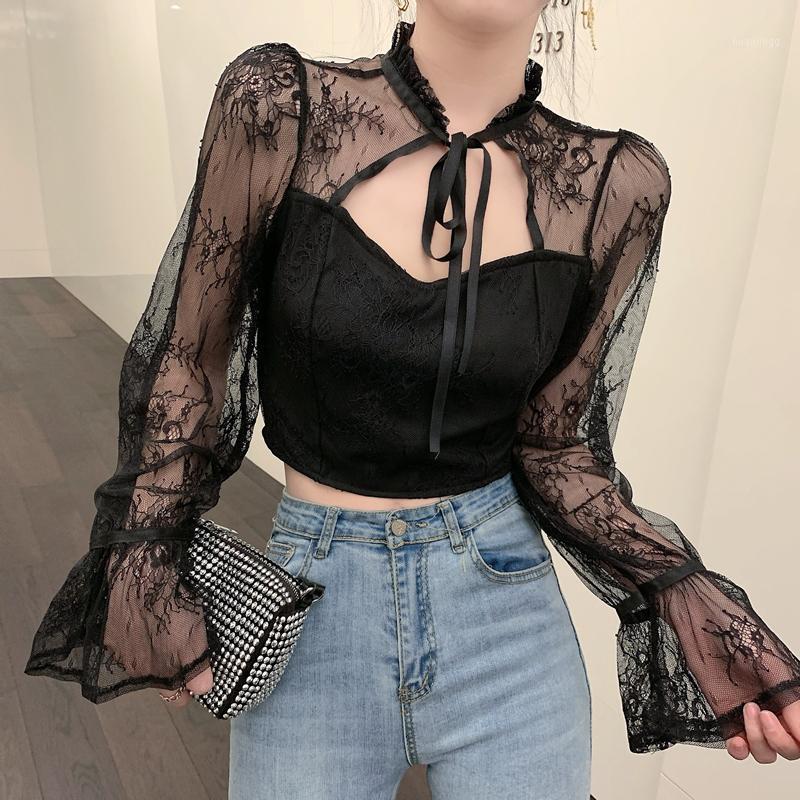 Women Patched Lace Full Flare Sleeve Cropped Blouses Shirts Lady Hollow Out Bowknot Collar Sweet Crop Tops For Girls Women, Black
Women Patched Lace Full Flare Sleeve Cropped Blouses Shirts Lady Hollow Out Bowknot Collar Sweet Crop Tops For Girls Women, Black
