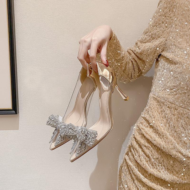 Dress Shoes Summer High-heeled Women's Stiletto Pointed Rhinestone Bow Champagne Gold Bridal Wedding Banquet ShoesDress, Silver
Dress Shoes Summer High-heeled Women's Stiletto Pointed Rhinestone Bow Champagne Gold Bridal Wedding Banquet ShoesDress, Silver