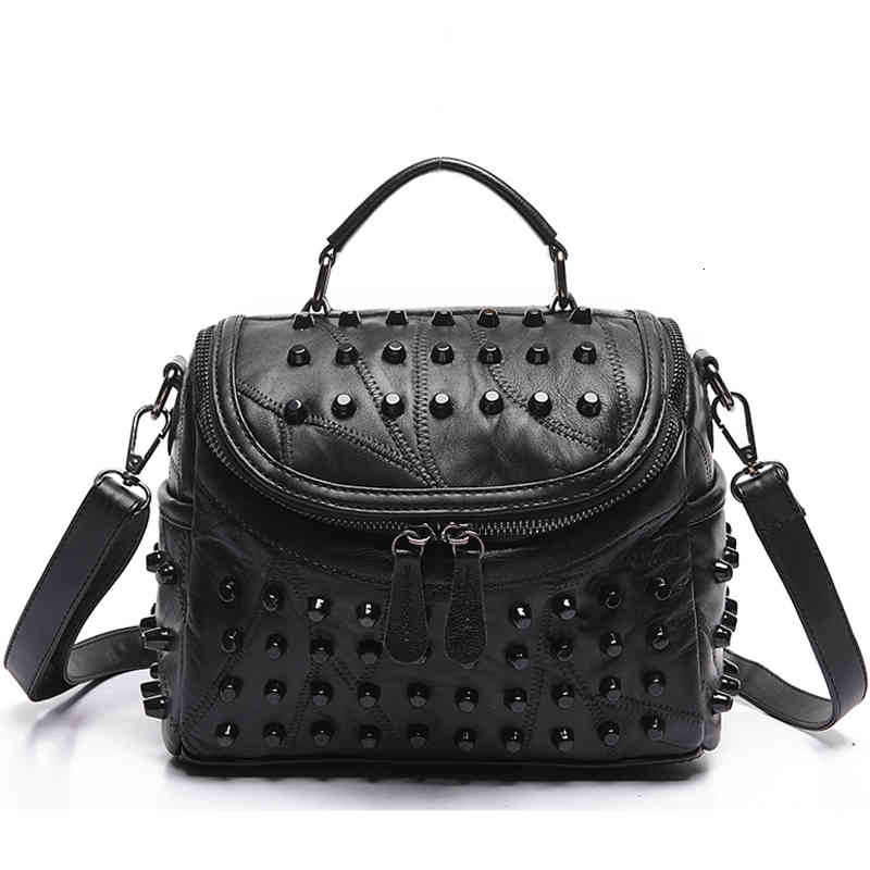 2022 Luxury Women Genuine Leather Sheepskin Messenger s Handbags Famous Brands Designer Female Handbag Shoulder Bag Sac, Black