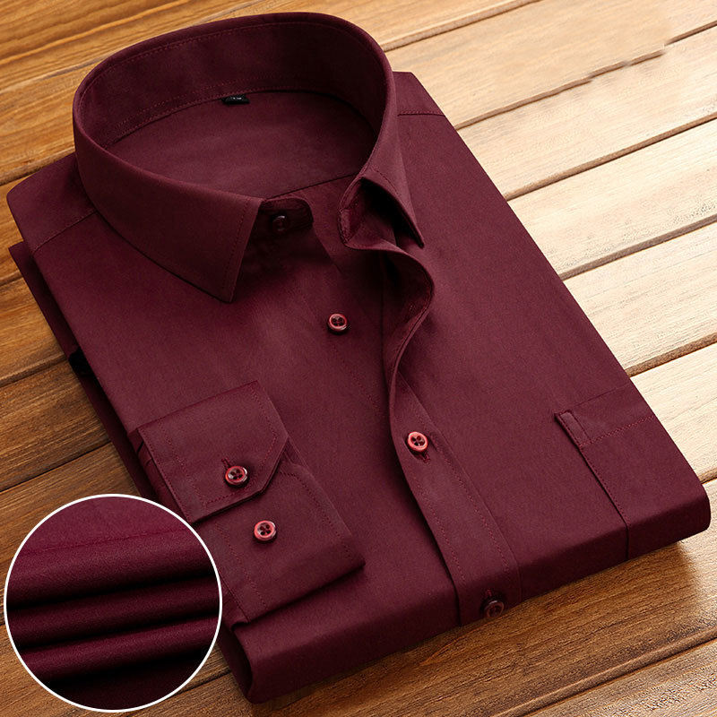 Basic Business Men Dress Shirts Solid Color Stripe Twill Fashion Regular Fit Formal Work Long Sleeve Smart Casual Shirt 220322