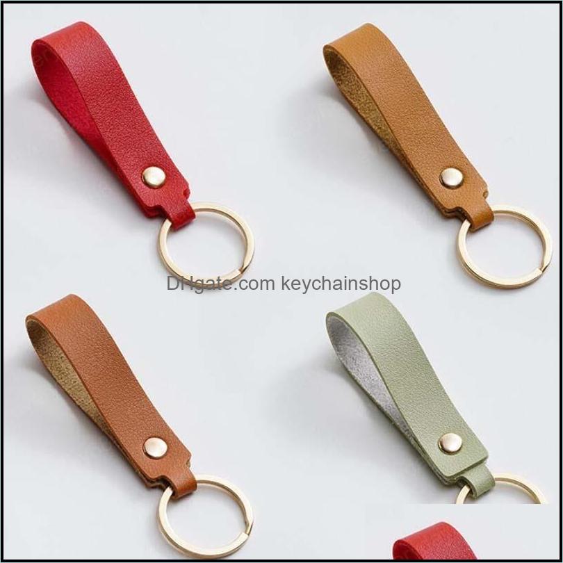 Key Rings Jewelry Fashion Pu Leather Keychain Business Gift Keyring Men Women Car Strap Waist Wallet Keychains Drop Delivery 2021 Dcnsd