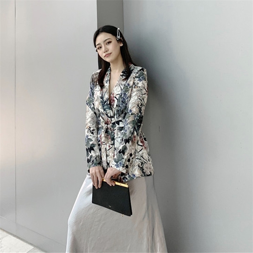 Suit female 2019 summer new fashion women's casual print Slim longsleeved small suit jacket slim trousers twopiece pants suit T200818