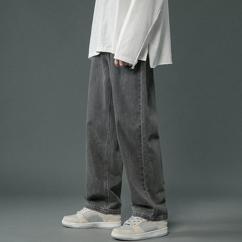 Men's Jeans Streetwear Baggy Men Plus Size S-5XL Fashion Loose Straight Wide Leg Pants Black Light Blue Male Casual Clothing