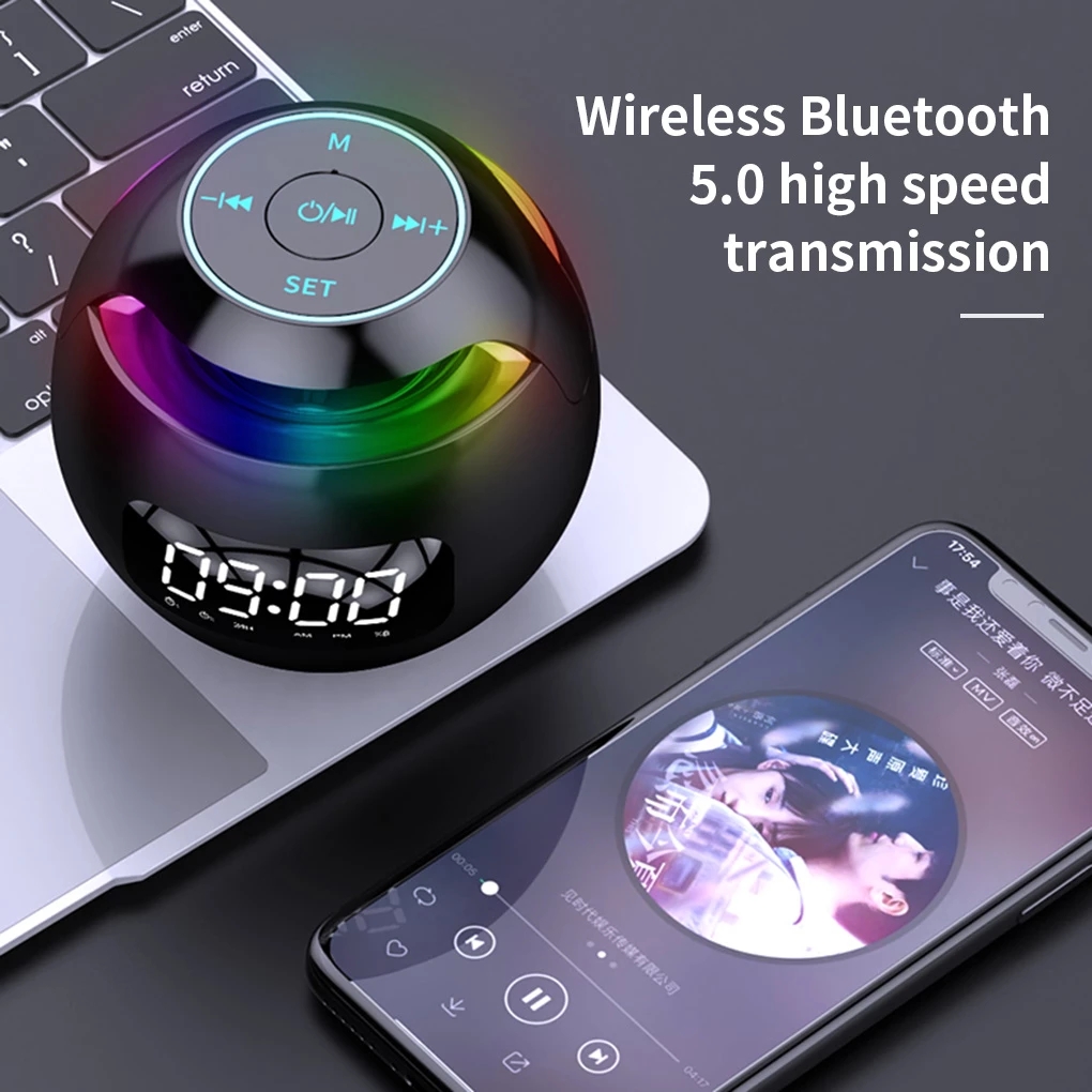 Bluetooth Compatible 5.0 Speaker with LED Digital Alarm Clock Music Player Wireless Ball Shape Speaker Mini BT for Mobile Smart Cell Phone
Bluetooth Compatible 5.0 Speaker with LED Digital Alarm Clock Music Player Wireless Ball Shape Speaker Mini BT for Mobile Smart Cell Phone