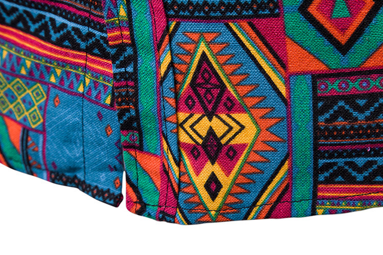 Mens Cotton Linen Dress Shirt Fashion Vintage African Ethnic Print Men Slim Fit Short Sleeve Hawaiian s Camisas 220322