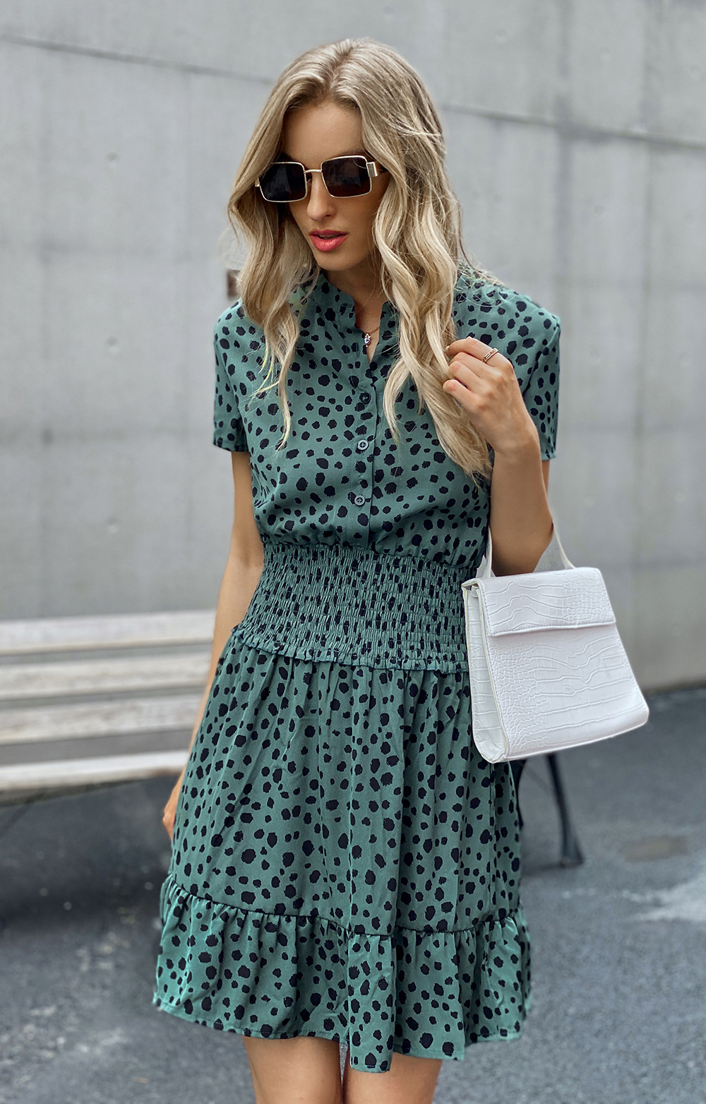 Dress Women Leopard Casual Black Summer Ruffle Mini Graduation Dresses Buttons Ladies Purple Waisted Fitted Clothing 2022 Womens Clothes