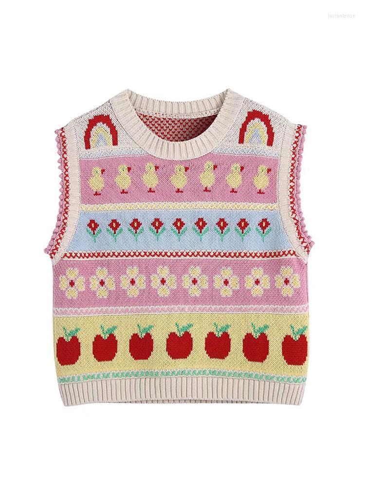 Women' Vests Nlzgmsj ZBZA 2022 Woman Vest Spring Sleeveless Floral Pattern Knit Jumpers V Neck Sweaters Sweet Gilets 202202 Luci22, As picture 
Women' Vests Nlzgmsj ZBZA 2022 Woman Vest Spring Sleeveless Floral Pattern Knit Jumpers V Neck Sweaters Sweet Gilets 202202 Luci22, As picture