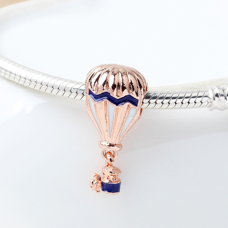 Popular 925 Sterling Silver Cute Hot Air Balloon Pendant DIY Beads For S925 Snake Charm Bracelet Women Jewelry Making Gifts