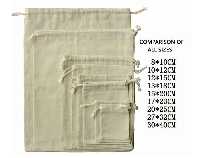 100pcs Jewelry Drawable Cotton Muslin Bags Wedding Gift Bags Pouches Retail Drawstring Pouch Packaging Christmas decor