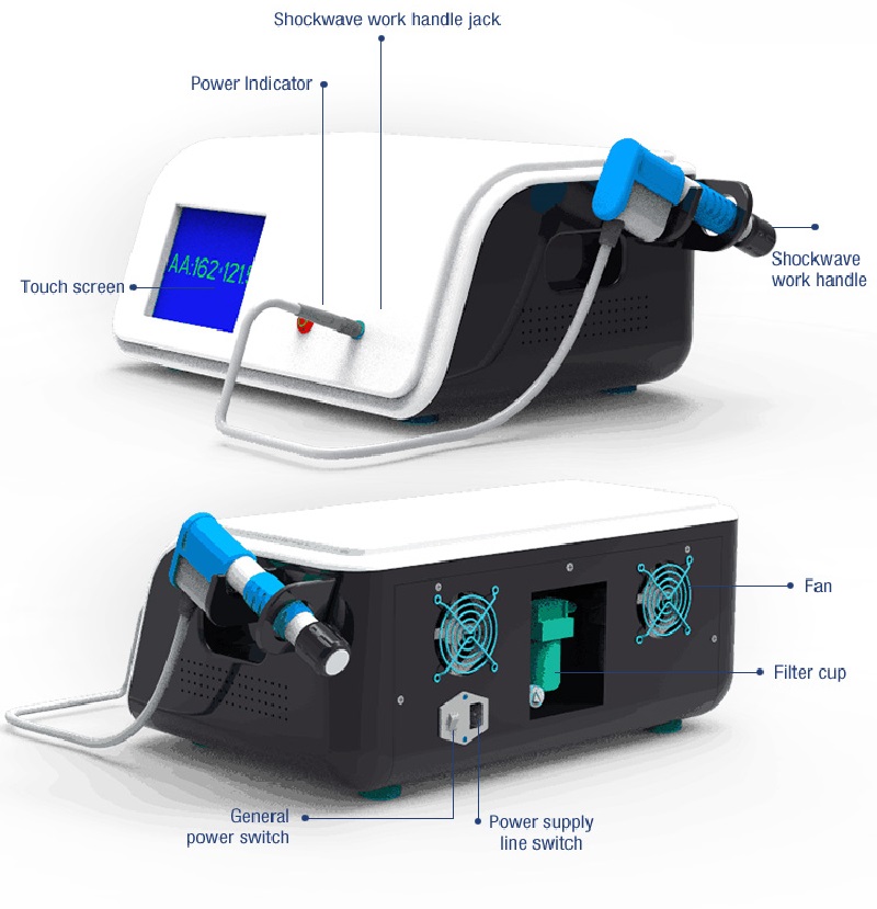 10 Bar New Pneumatic Extracorporeal Shockwave Therapy Machine Shock Wave Health Equipment Physiotherapy ED Treatment Massage