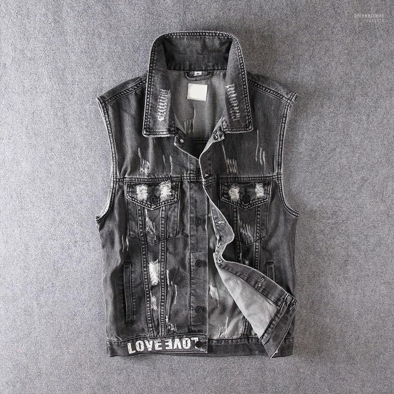 Men's Vests Summer Men Denim Vest Grey Patch Designs Printing Hip Hop Punk Waistcoat Street Hole Ripped Loose Retro Sleeveless Jacket Phin22, As picture
Men's Vests Summer Men Denim Vest Grey Patch Designs Printing Hip Hop Punk Waistcoat Street Hole Ripped Loose Retro Sleeveless Jacket Phin22, As picture