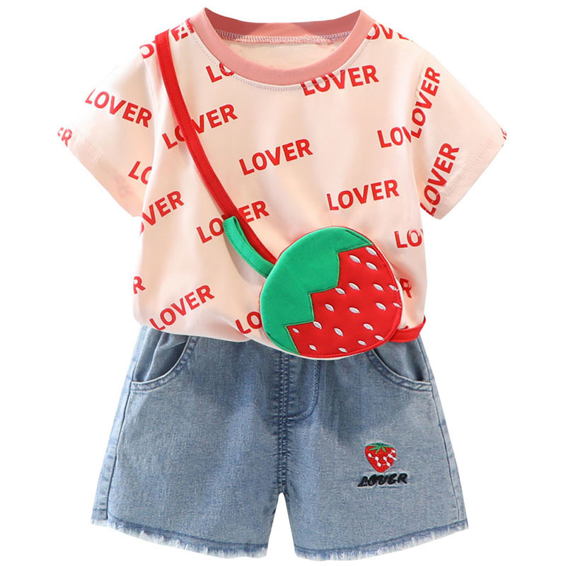 Baby Girl Clothes Sets Summer Fashion Infant Suits Straberry Style Cotton Kids Costom 1-4 Years Child Clothing 220509