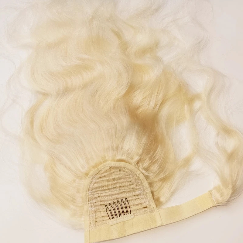 613 Blonde Wraped Ponytail Body Wave Human Extensions blond hair piece drawstring Clip in Brazilian 100% virgin Hair Remy Hairpieces
