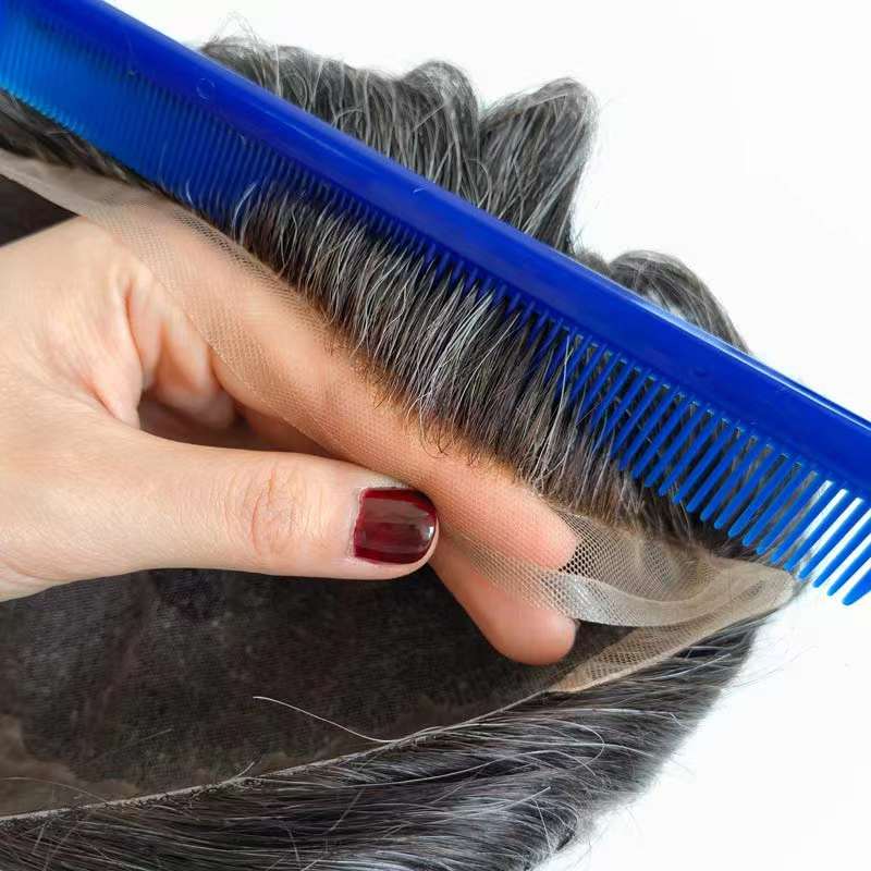 Q6 Toupee For Men Lace & PU Base Human Hair Replacement System Unit 6" Male Hair Prosthesis