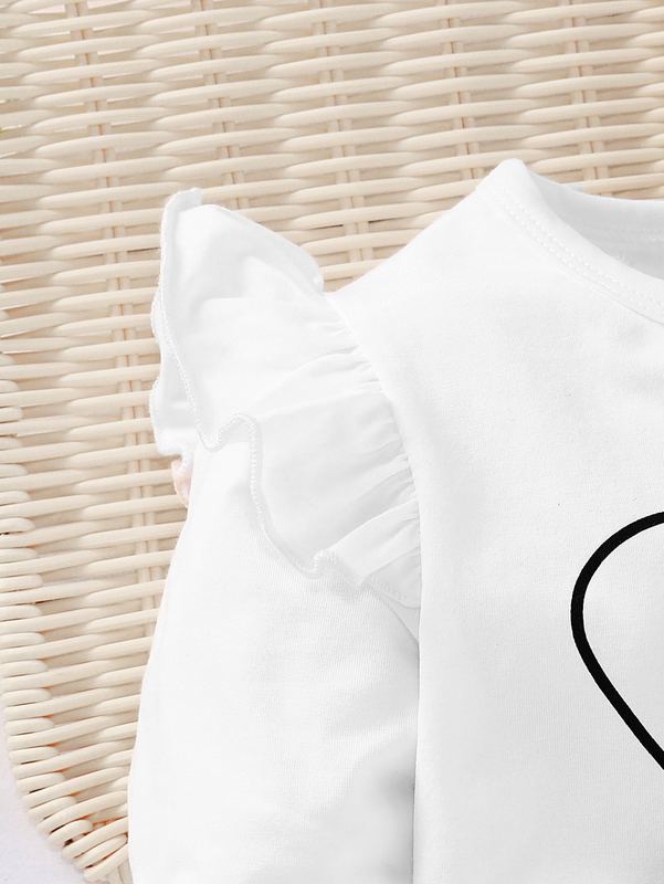 Toddler Girls Bow Front Rabbit Print Tee With Paperbag Pants SHE