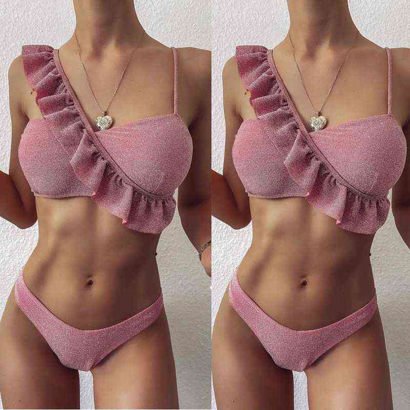 Pink Sexy Bikini Set Ruffle Plounced Low Waisted Women Bathing Suit Padded Push Up Cute Tie Back Thong Two Piece Separate 2021 New Hot
Pink Sexy Bikini Set Ruffle Plounced Low Waisted Women Bathing Suit Padded Push Up Cute Tie Back Thong Two Piece Separate 2021 New Hot