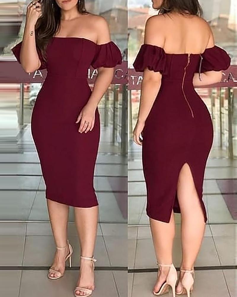 Casual Dresses 2022 Women Fashion Elegant Wine Red Sexy Party Midi Solid Off Shoulder Plain Zipper Design Back Slit Dress Short Sleeve, Burgundy
Casual Dresses 2022 Women Fashion Elegant Wine Red Sexy Party Midi Solid Off Shoulder Plain Zipper Design Back Slit Dress Short Sleeve, Burgundy