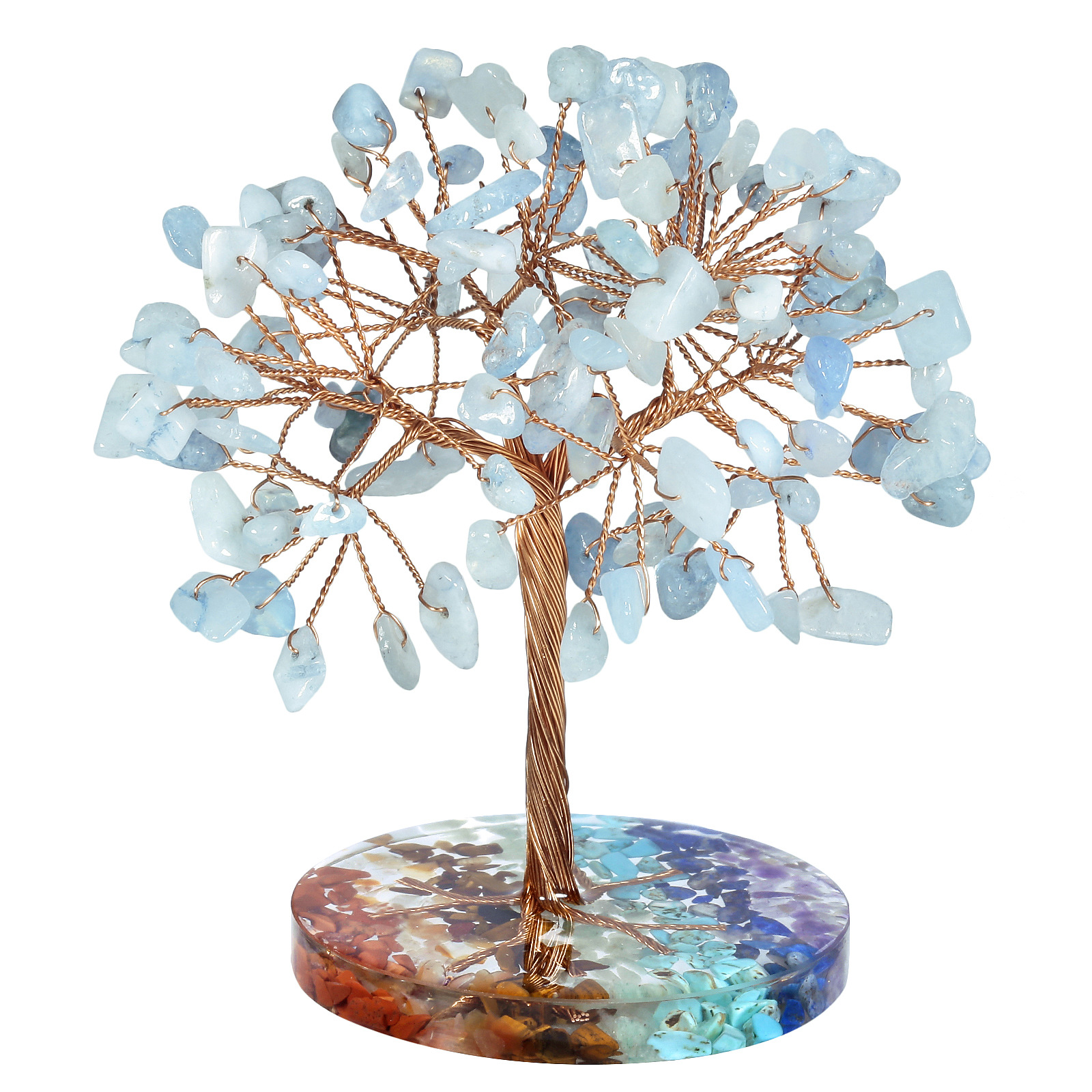 Super Mini Crystal Stone Money Tree Copper Wire Wrapped W/Agate Slice Base Gemstone Reiki Chakra Feng Shui Trees Home Decoration ornament