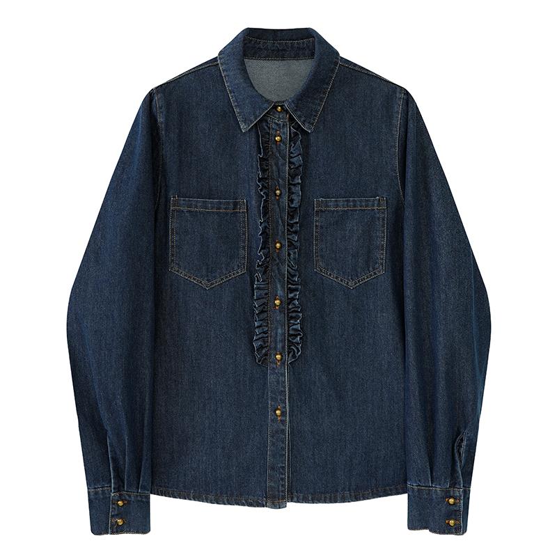 Women's Blouses & Shirts Wood Ears Blue Denim Shirt Women Spring Autumn Outer Wear Long-sleeved Loose Cardigan Base Top Coat Jacket All-matc
Women's Blouses & Shirts Wood Ears Blue Denim Shirt Women Spring Autumn Outer Wear Long-sleeved Loose Cardigan Base Top Coat Jacket All-matc