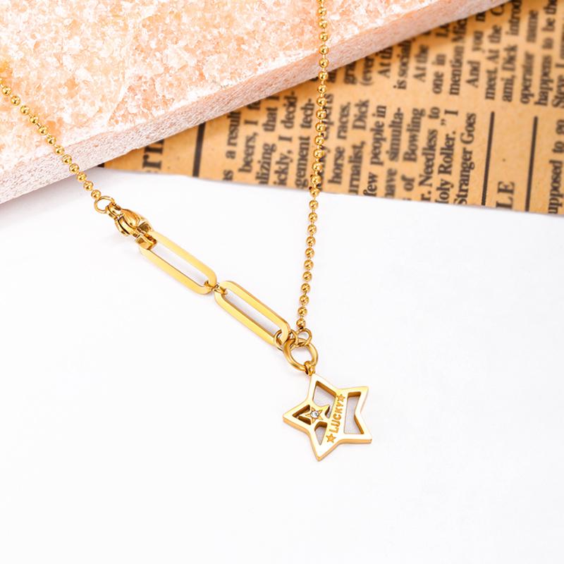 Chokers Gold Stainless Steel Necklace For Women 2022 Design Lover's Luck Pentagram Pendant Engagement Jewelry
Chokers Gold Stainless Steel Necklace For Women 2022 Design Lover's Luck Pentagram Pendant Engagement Jewelry