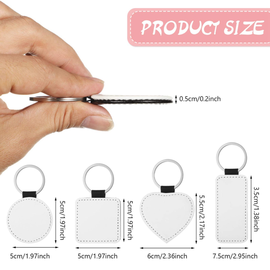 Sublimation Blanks Keychain PU Leather Keychain Heat Transfer Keychain Keyring Sublimation Keyrings DIY Craft