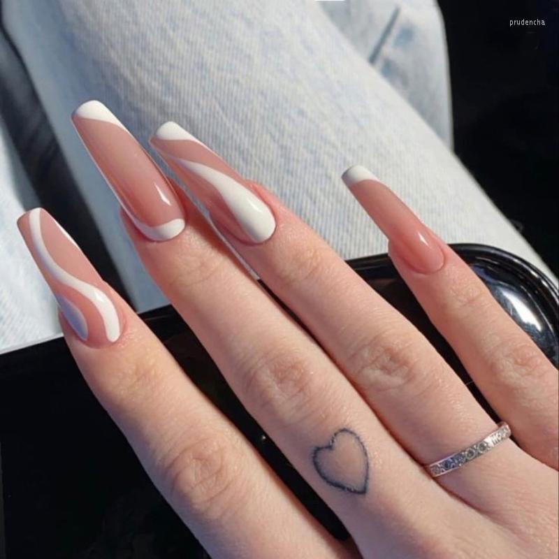 False Nails 24 Pcs French Ballet White Line Fashion Geometric Coffin Press On Flame Rose Pattern Nail Art Manicure Tools Prud22, W003
False Nails 24 Pcs French Ballet White Line Fashion Geometric Coffin Press On Flame Rose Pattern Nail Art Manicure Tools Prud22, W003